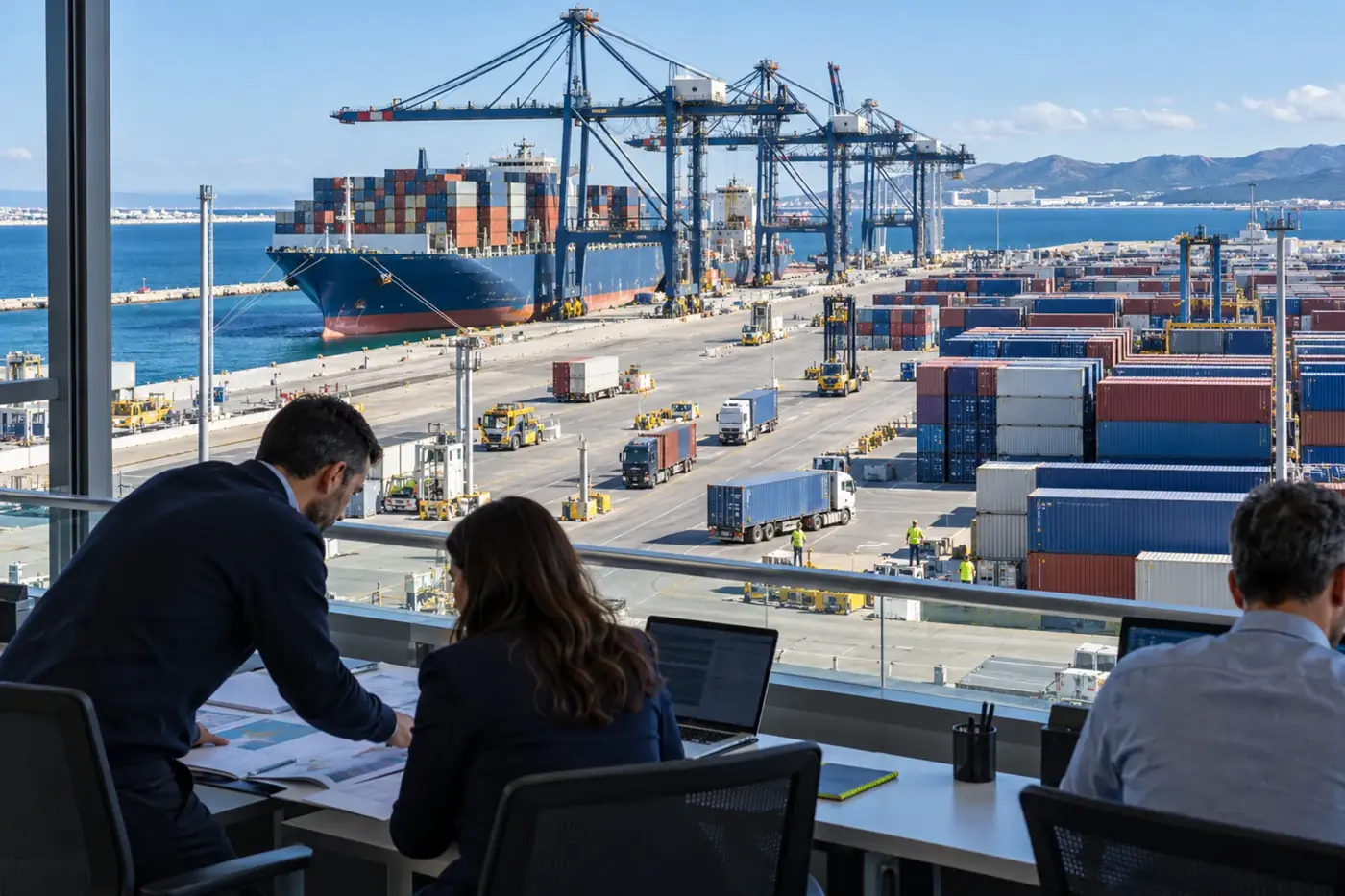 Office overlooking a container terminal